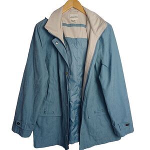 Woman's St. Johns Bay Woman's Large suede feel  Coat With Detachable Hood